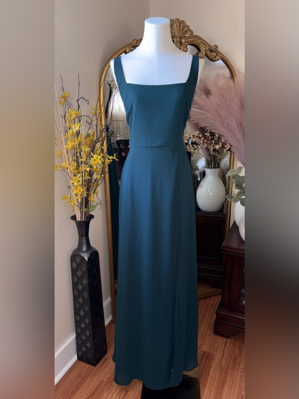 Lulus Sleeveless Teal Square-Neck Maxi Dress NWT Large